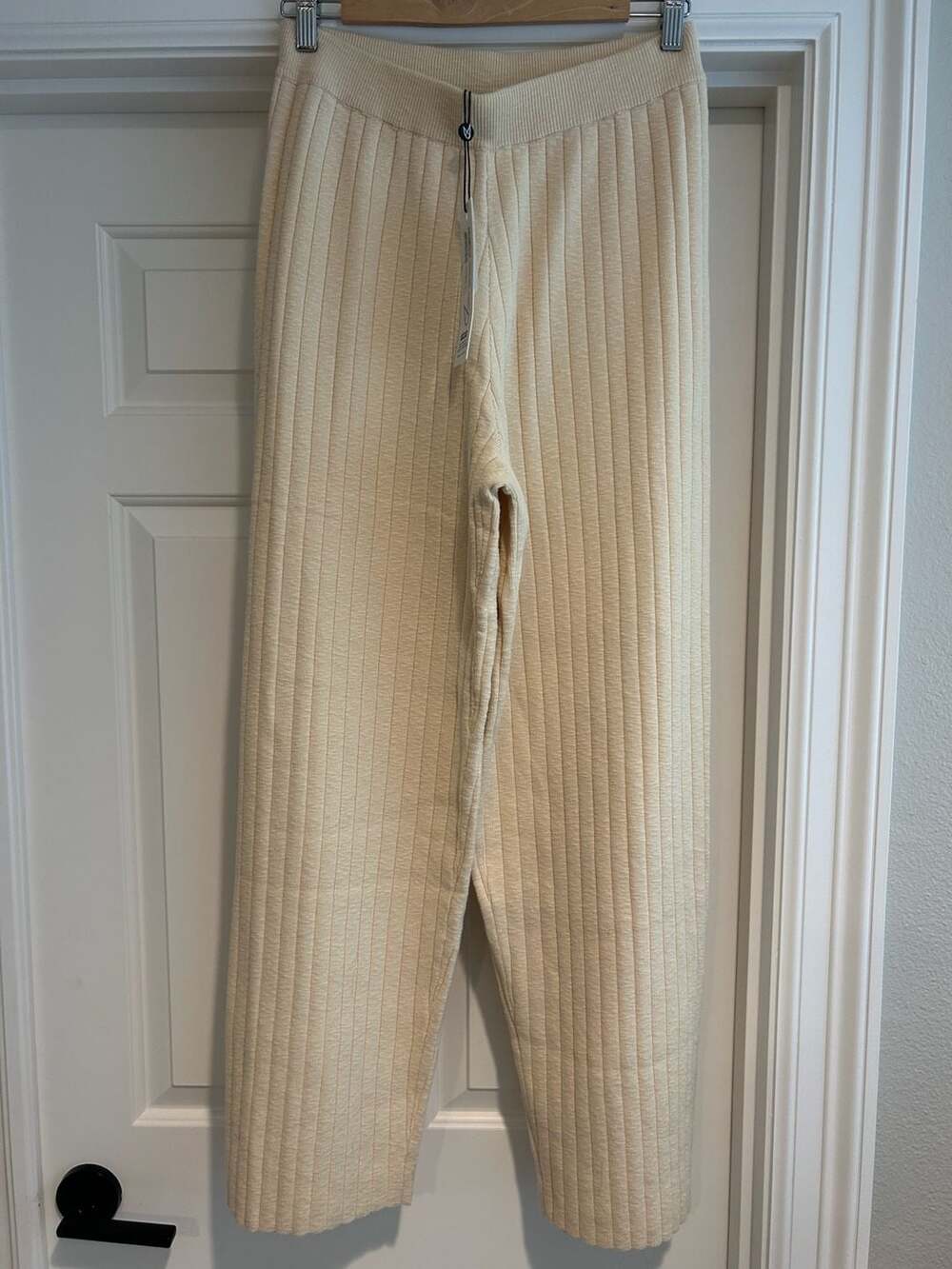 NWT MINKPINK Paige Knit Pants In Cream Oatmeal Size Large